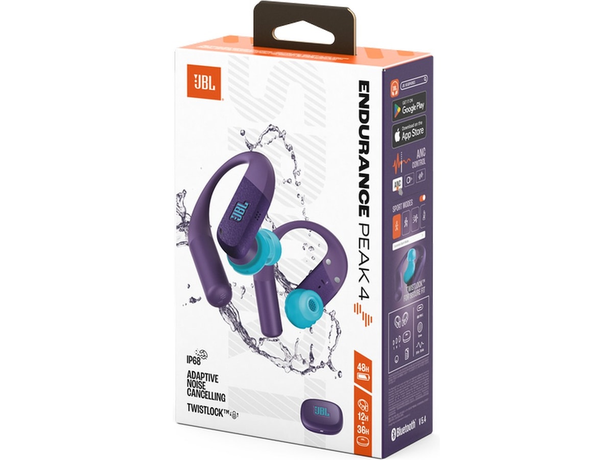JBL Endurance PEAK 4 True Wireless Ørepropper, in-ear (lilla) In-ear høretelefoner