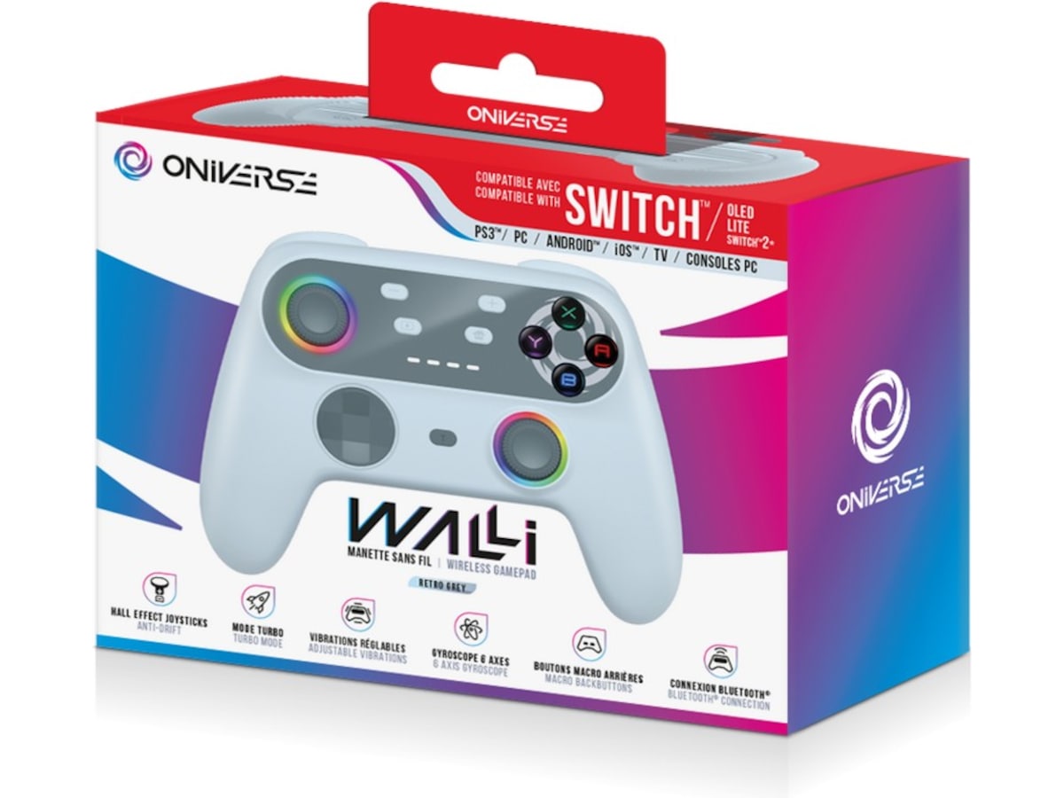 Oniverse Walli Nintendo Switch 2 trådløs controller (retro grå) Tilbehør til spilkonsoller