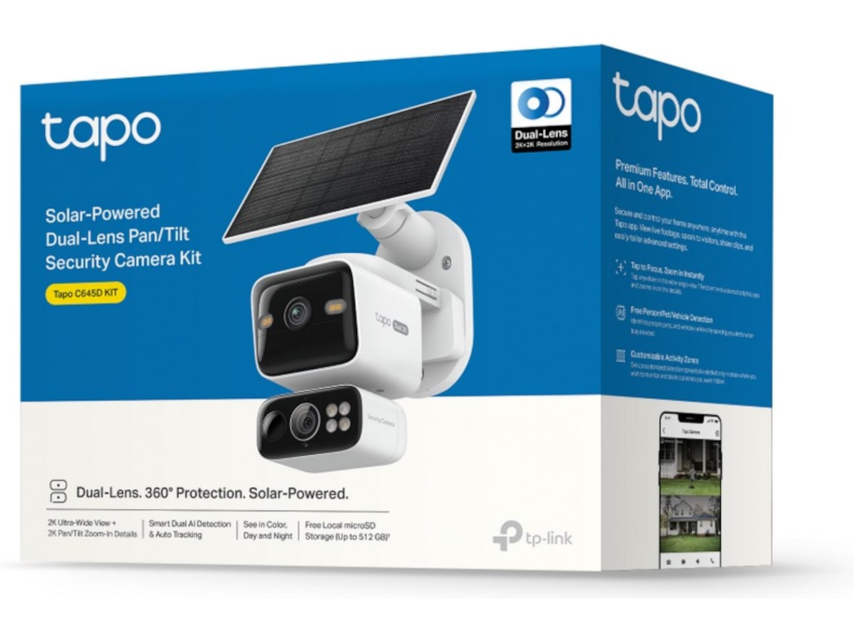 TP-Link Tapo C645D KIT overvågningskamera, solcelledrevet Overvågningskameraer