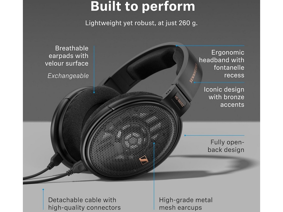 Sennheiser HD660S 2 åbne hovedtelefoner, over-ear (sort) Høretelefoner