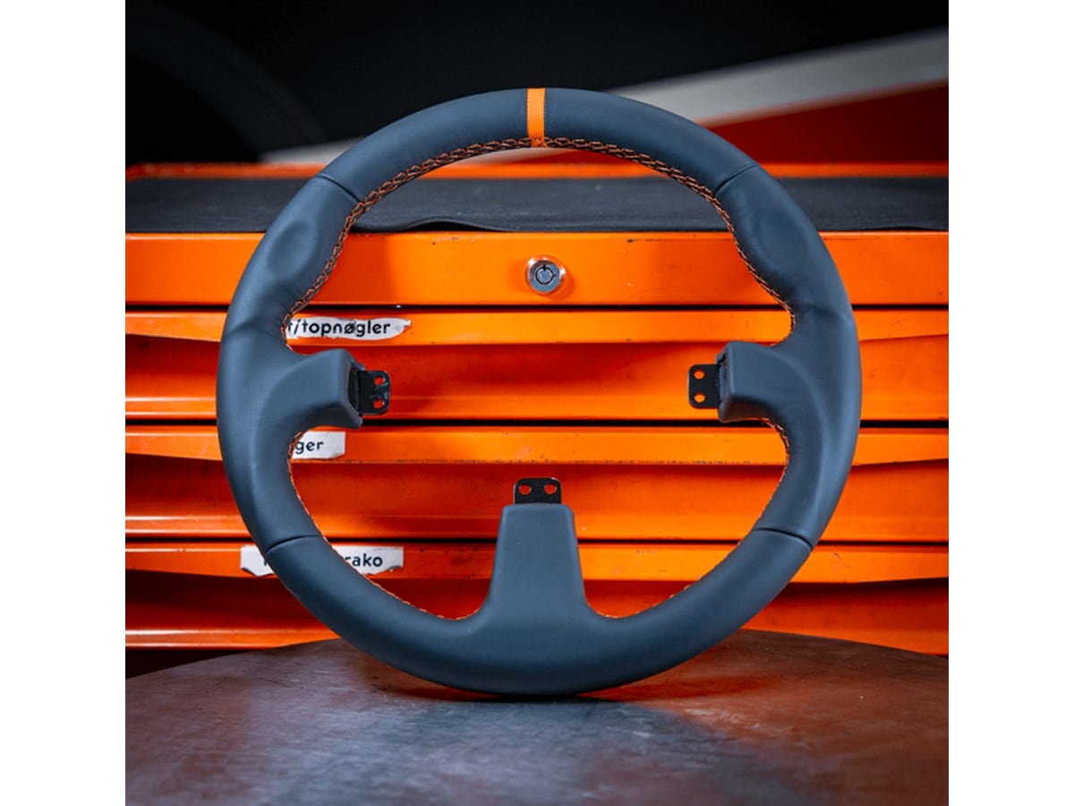 Asetek rund læderratkrans (sort) Rat og pedaler