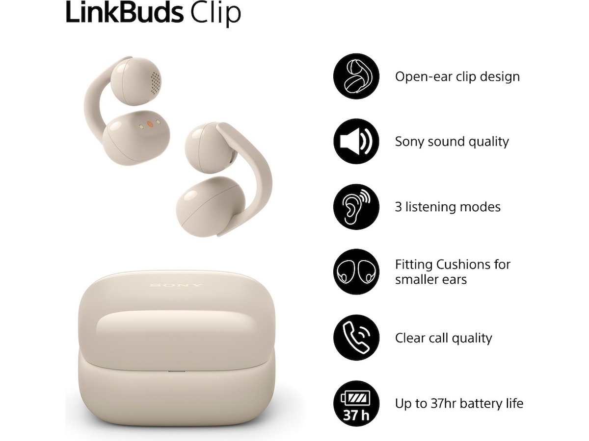 Sony LinkBuds Clip åbne øretelefoner (gråbeige) Høretelefoner
