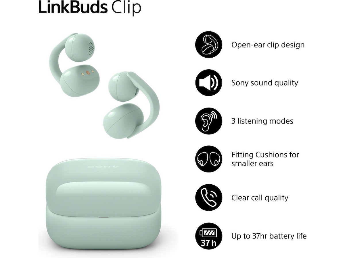 Sony LinkBuds Clip åbne øretelefoner (grøn) Høretelefoner