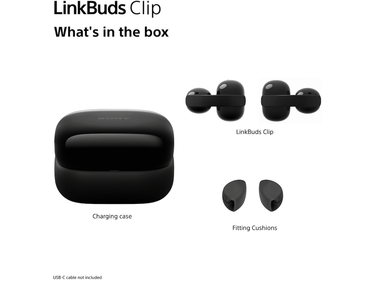 Sony LinkBuds Clip åbne øretelefoner (sort) Høretelefoner