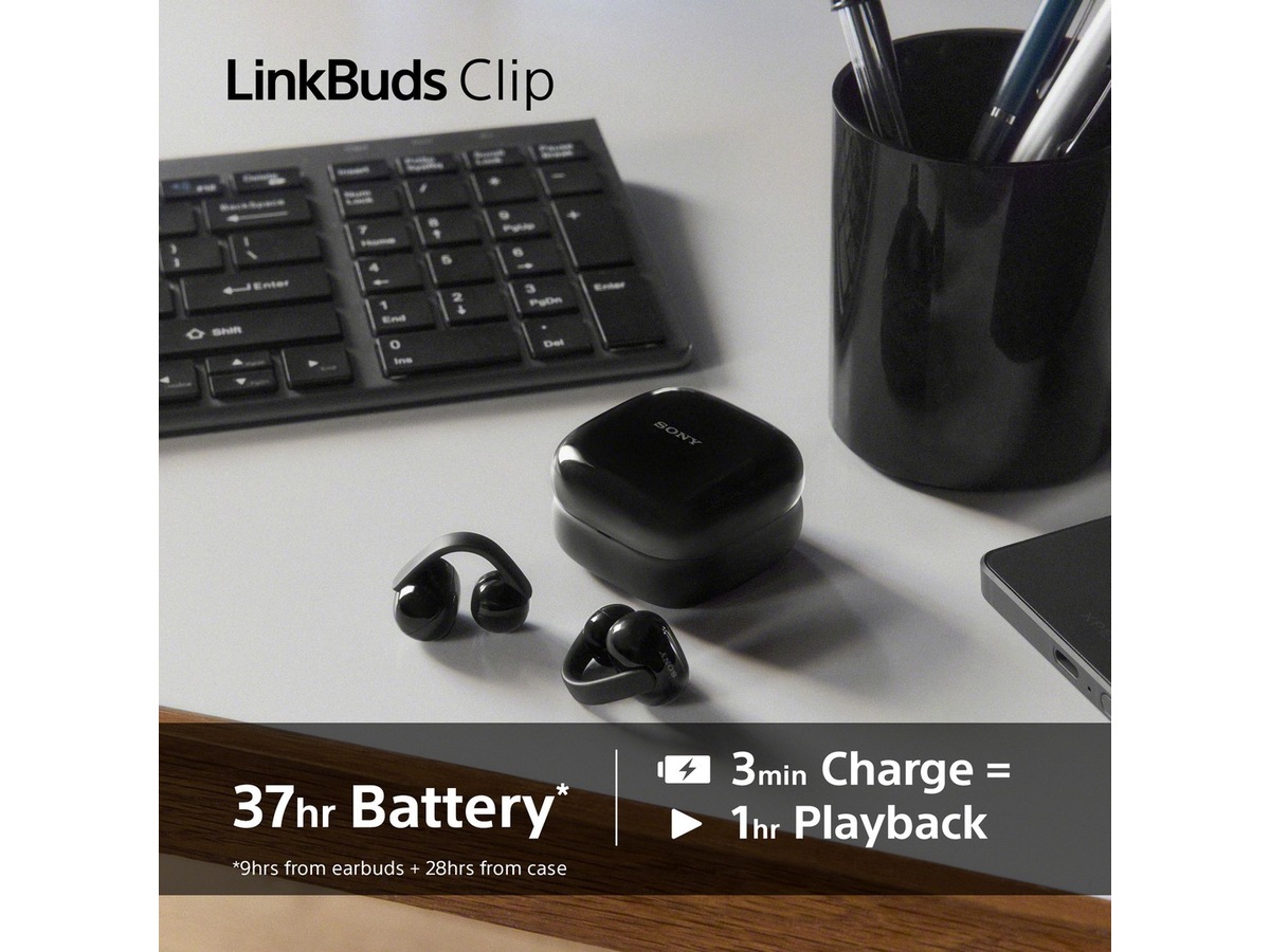 Sony LinkBuds Clip åbne øretelefoner (sort) Høretelefoner