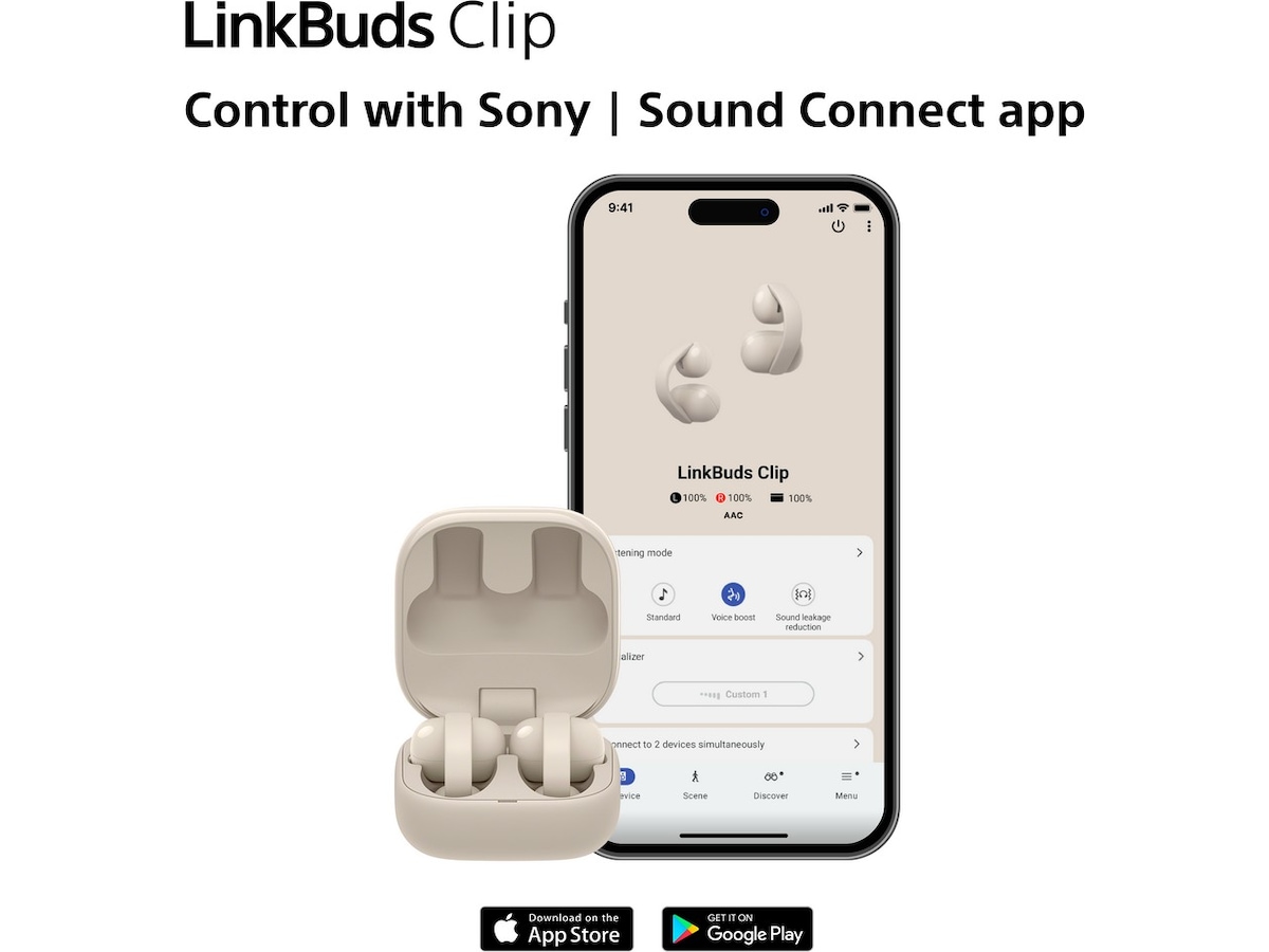 Sony LinkBuds Clip åbne øretelefoner (sort) Høretelefoner