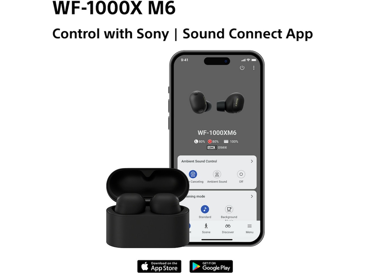 Sony WF-1000XM6 trådløse øretelefoner med støjdæmpning (Platinum Silver) In-ear høretelefoner