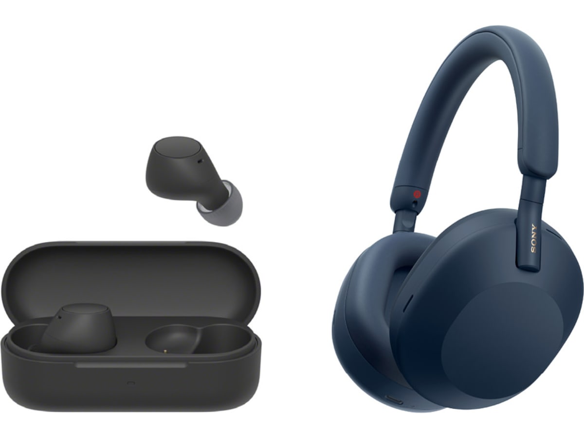 Sony WH-1000XM5 trådløse hovedtelefoner over-ear (blå) + WF-510 ørepropper Høretelefoner