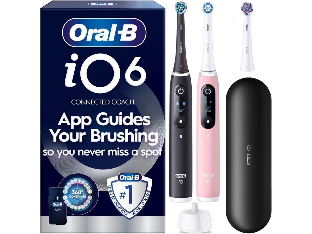 Oral-B iO6 elektrisk tandbørste (sort og lyserød) Tilbehør til tandpleje
