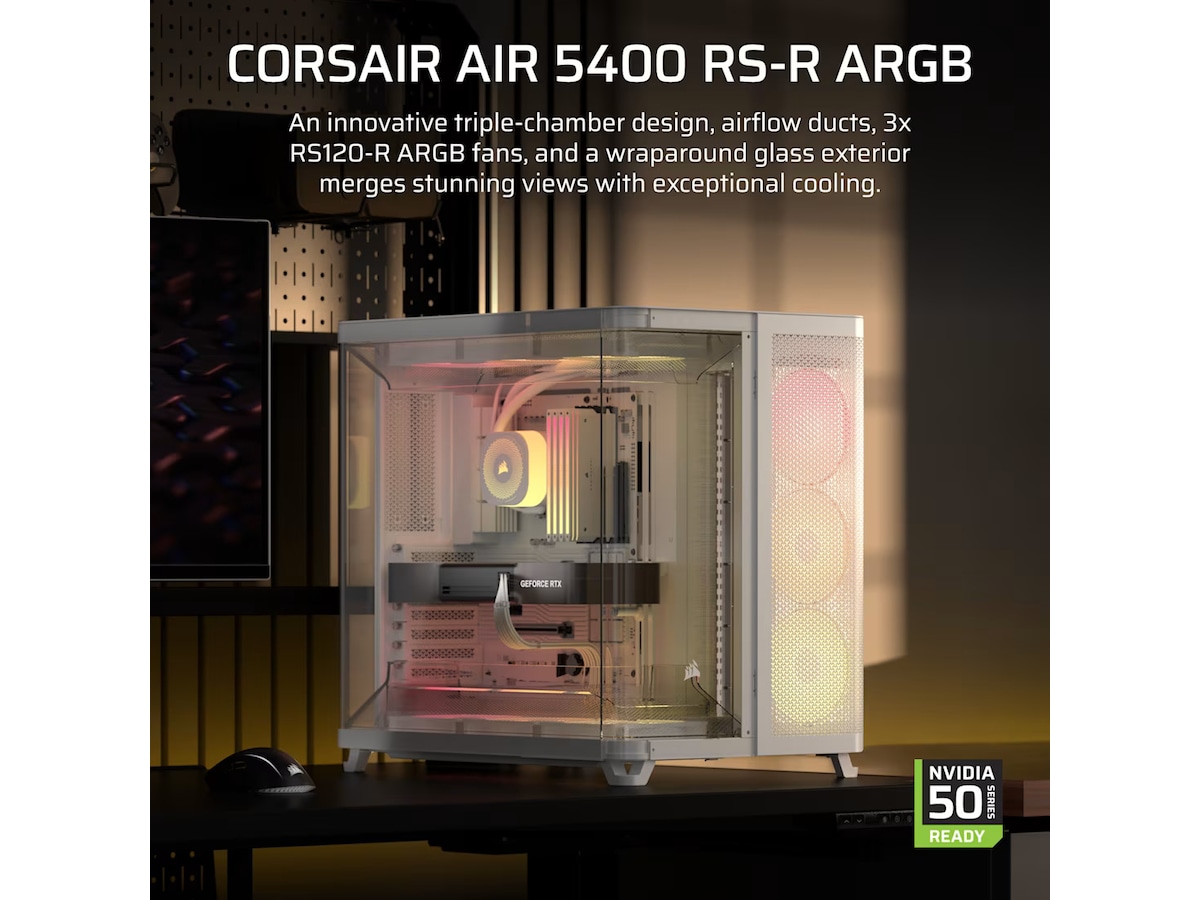 Corsair AIR 5400 RS-R ARGB Triple Chamber Mid Tower (hvid) Midi Tower