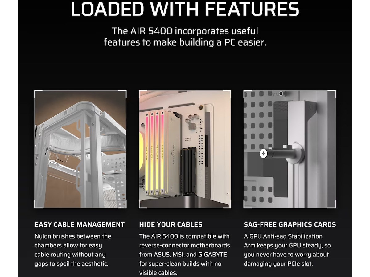 Corsair AIR 5400 LX-R RGB iCUE LINK Triple Chamber Mid Tower (hvid) Midi Tower