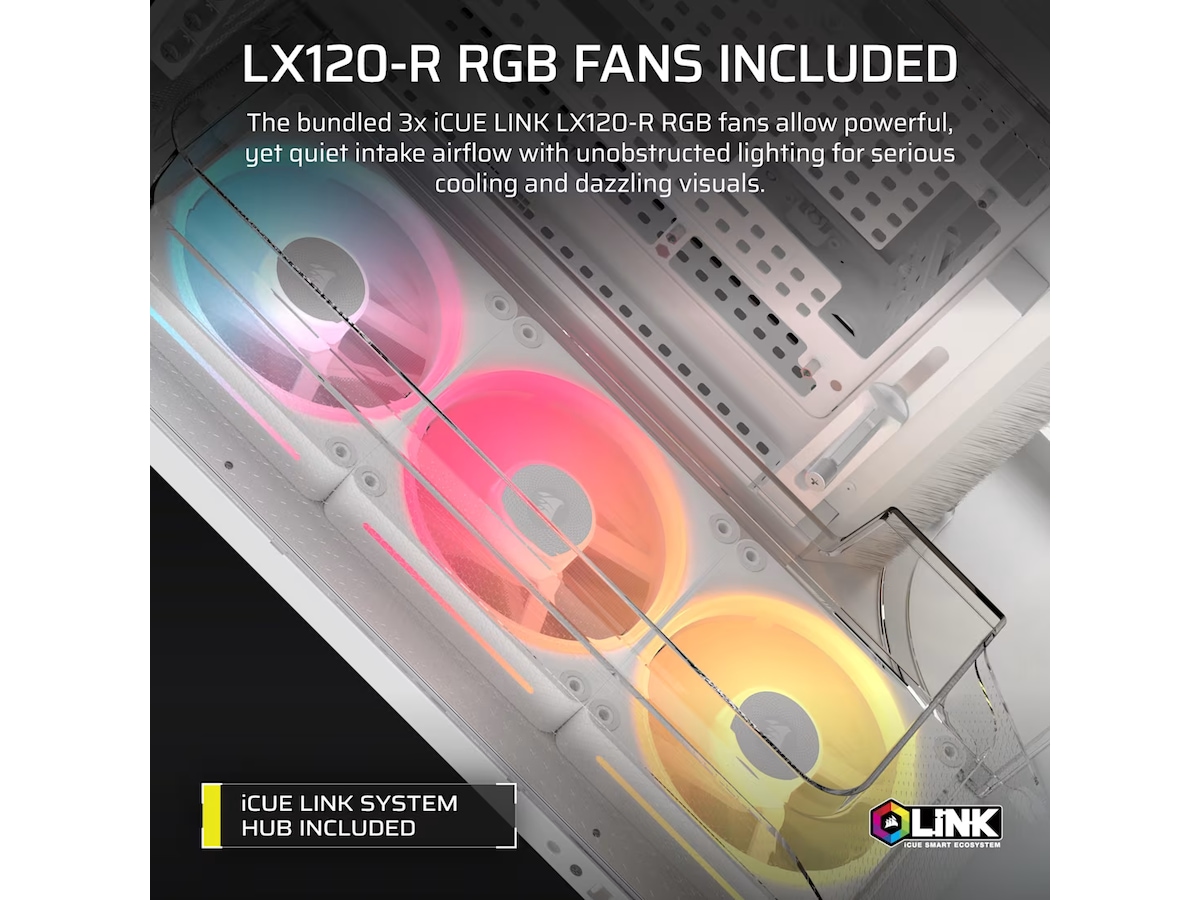 Corsair AIR 5400 LX-R RGB iCUE LINK Triple Chamber Mid Tower (hvid) Midi Tower