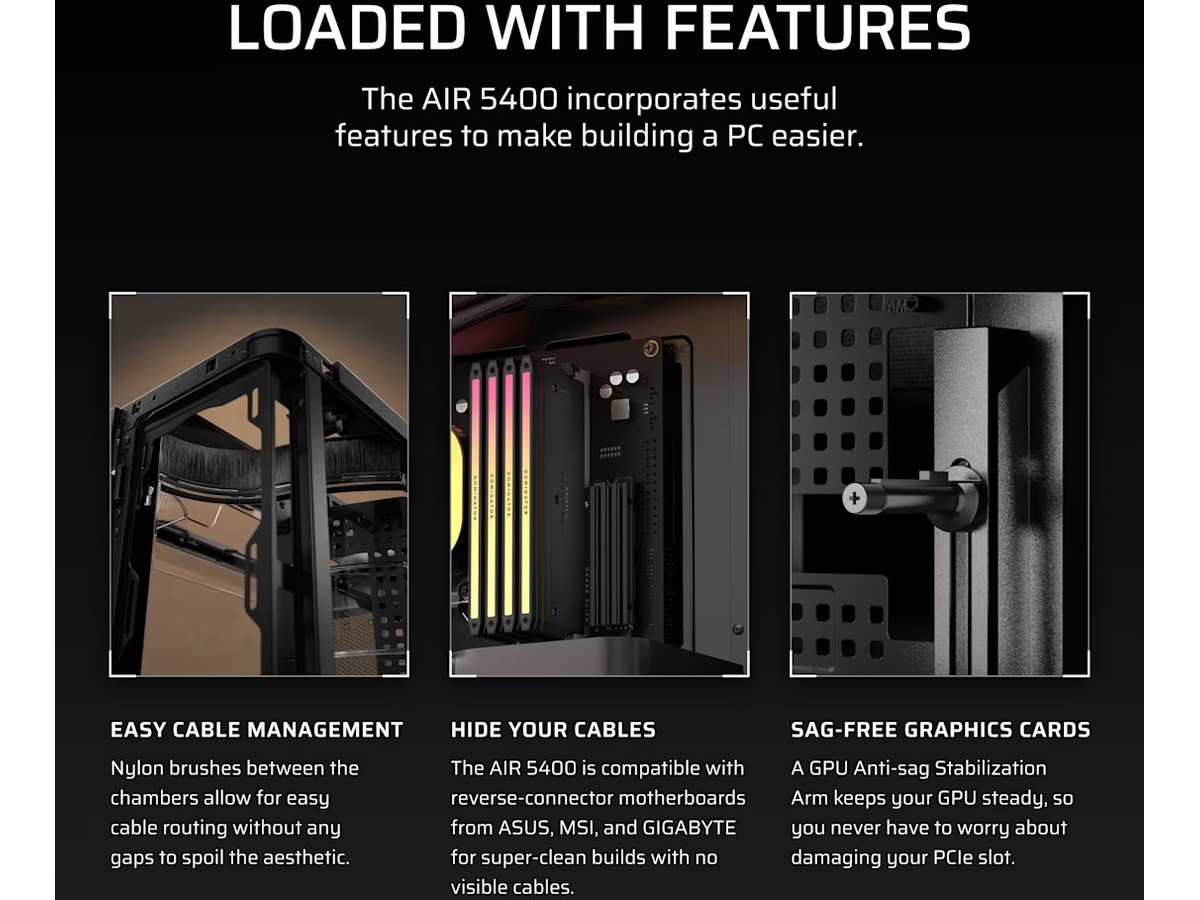 Corsair AIR 5400 LX-R RGB iCUE LINK Triple Chamber Mid Tower (sort) Midi Tower