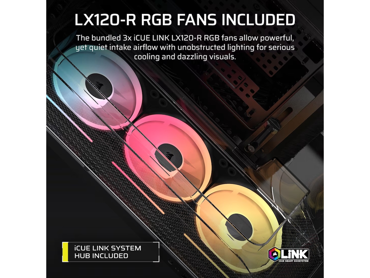 Corsair AIR 5400 LX-R RGB iCUE LINK Triple Chamber Mid Tower (sort) Midi Tower
