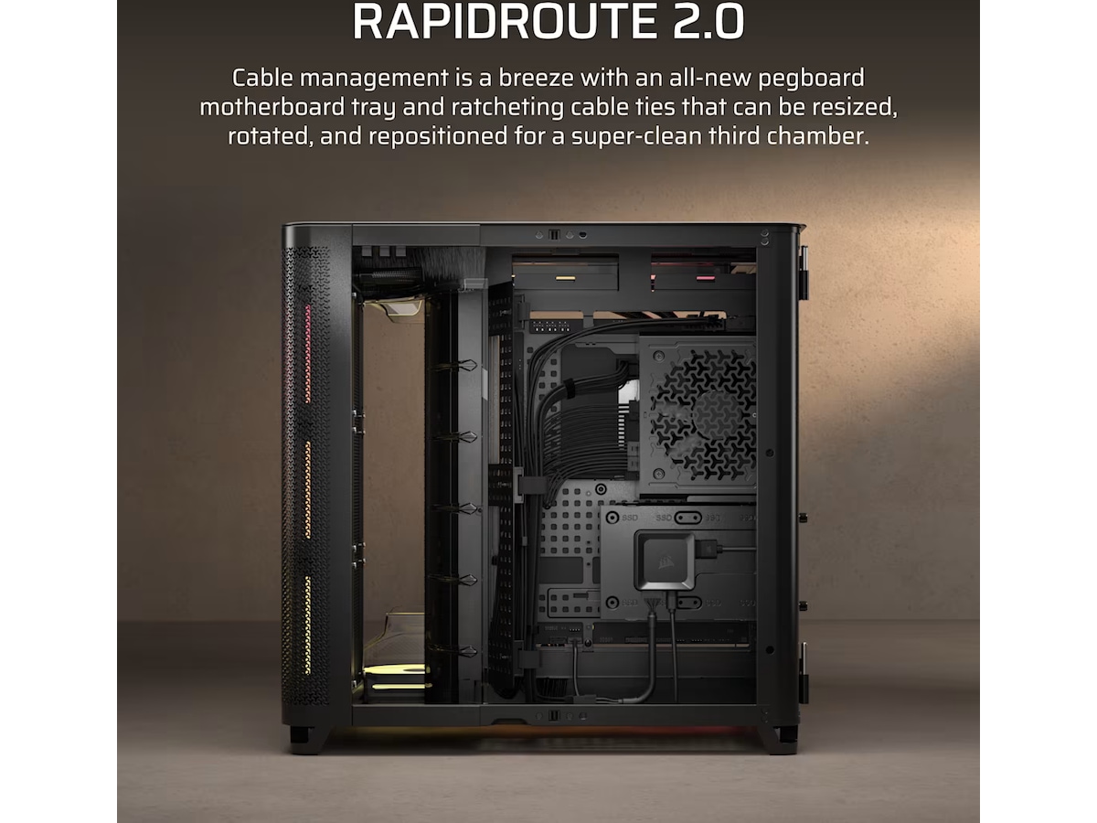 Corsair AIR 5400 LX-R RGB iCUE LINK Triple Chamber Mid Tower (sort) Midi Tower