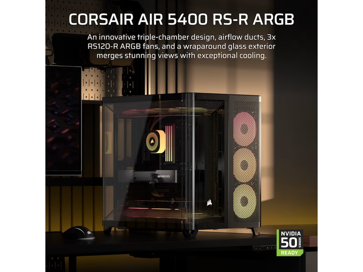 Corsair AIR 5400 RS-R ARGB Triple Chamber Mid Tower (sort) Midi Tower