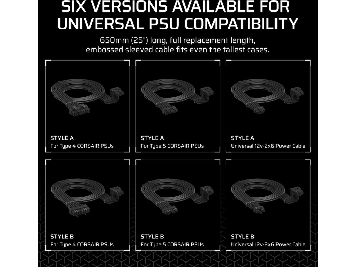Corsair Typ 5 PSU 90° 12V-2x6 Stil A Kabel Tilbehør