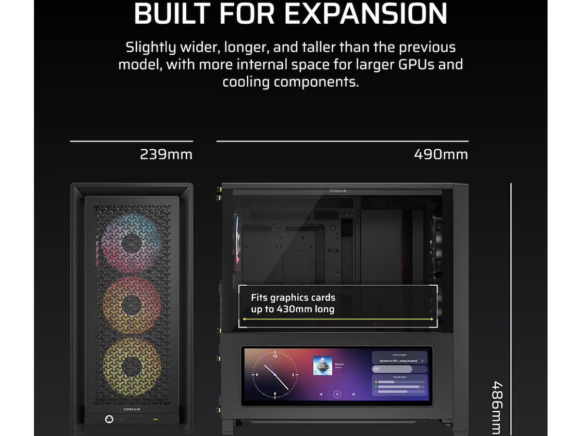 Corsair Frame 4000D LCD RS performance mid tower (sort) Midi Tower