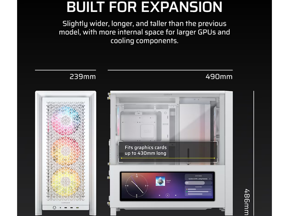 Corsair Frame 4000D LCD RS Performance mid tower (hvid) Midi Tower