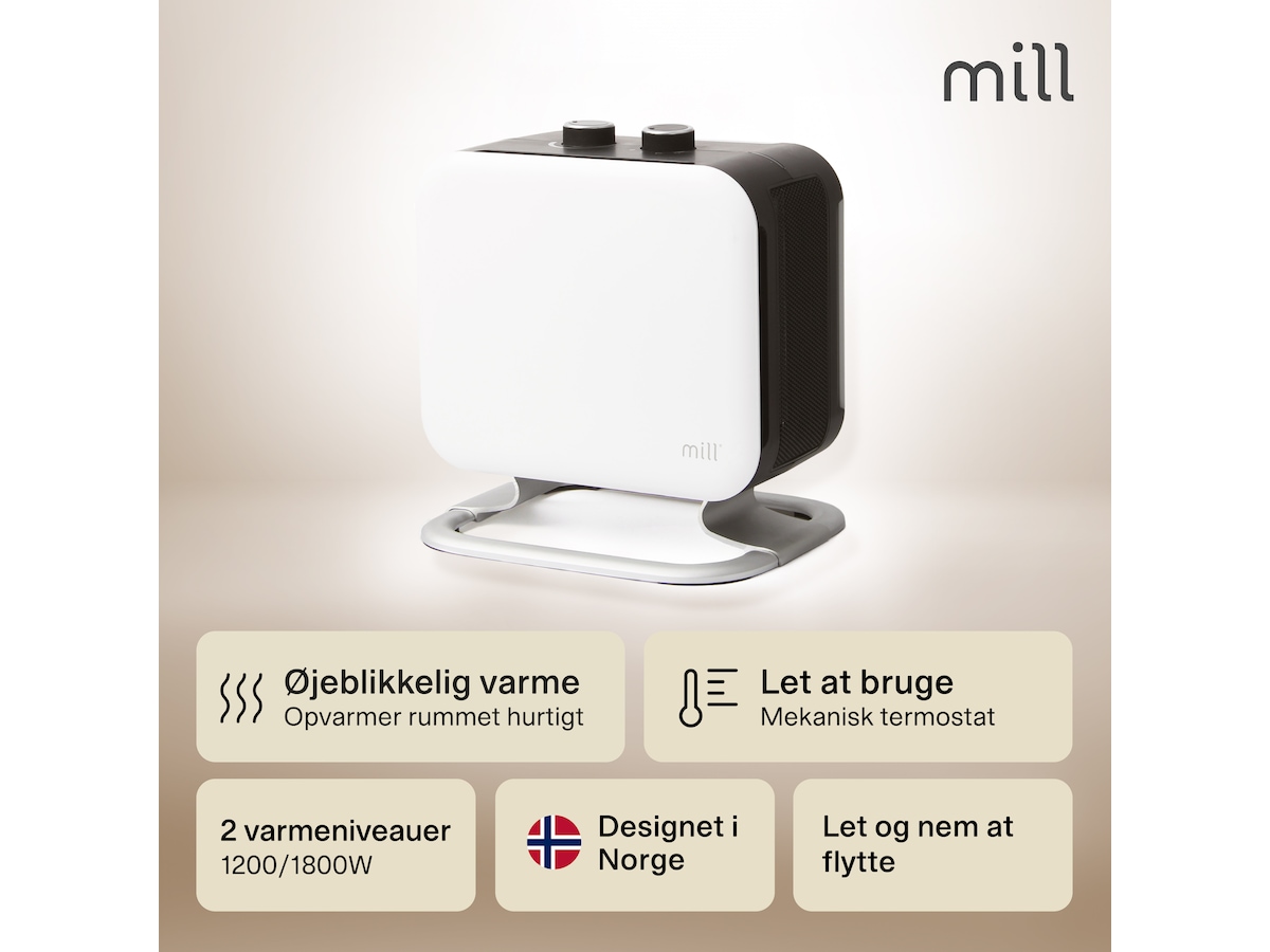 Mill Compact blæserovn 1800W med fod (hvid) Ventilatorer og varmluftovne