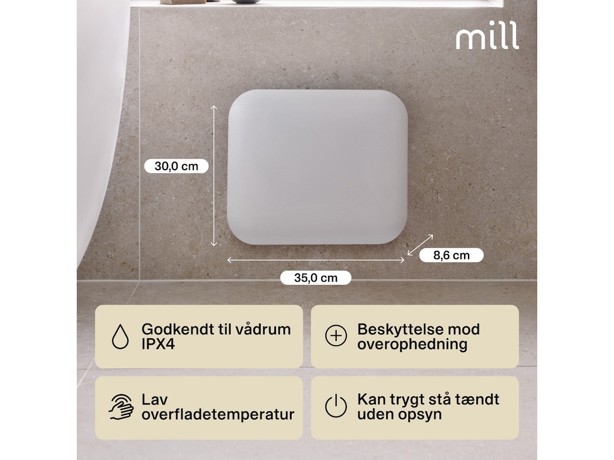 Mill Steel IB250 Panel ovn 250W (hvid) Varmepaneler