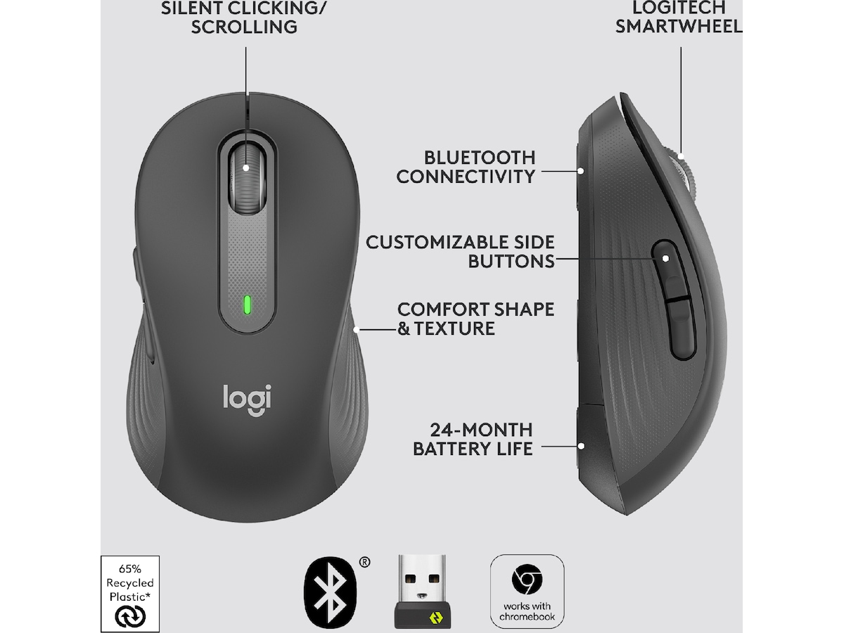 Logitech Signature M650 Large  trådløs mus grafitgrå Mus