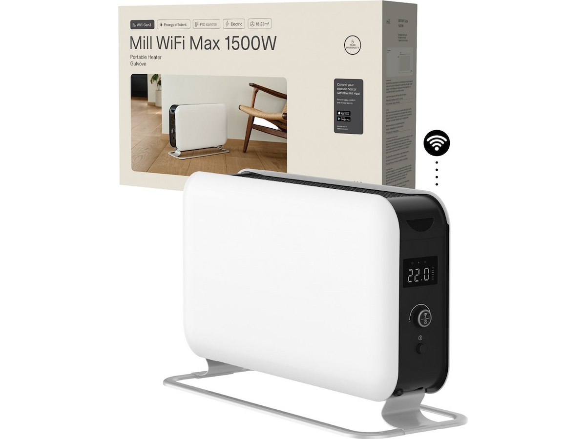 Mill Max WiFi gulvovn 1500W (hvid) Radiatorer