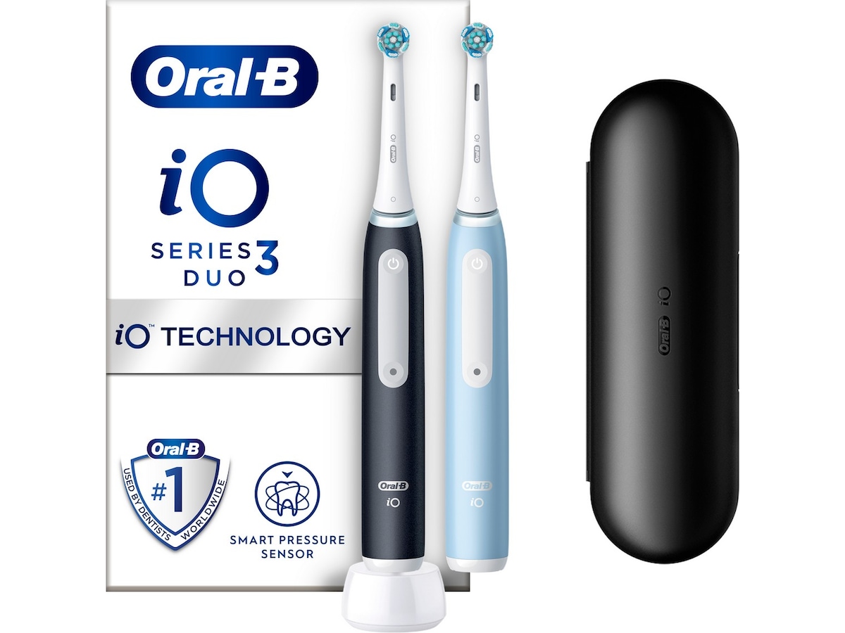 Oral-B iO 3 Elektriske tandbørster 2pk (sort & blå) Elektriske tandbørster