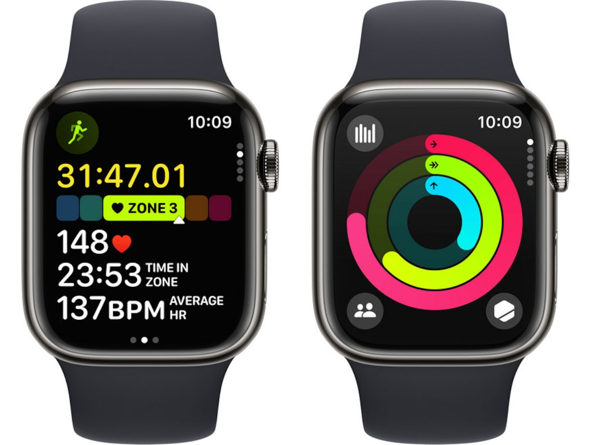 Apple Watch Series 9 GPS + LTE 41mm Rustfrit stål (grafitgrå) Smartwatches
