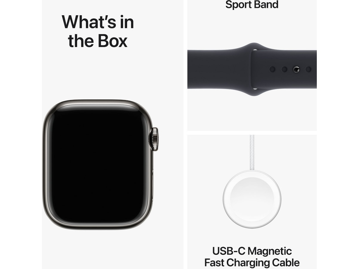 Apple Watch Series 9 GPS + LTE 41mm Rustfrit stål (grafitgrå) Smartwatches