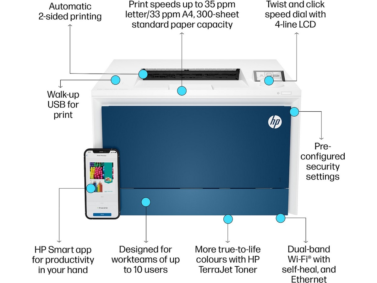 HP Color LaserJet Pro 4202dw laserprinter Printere