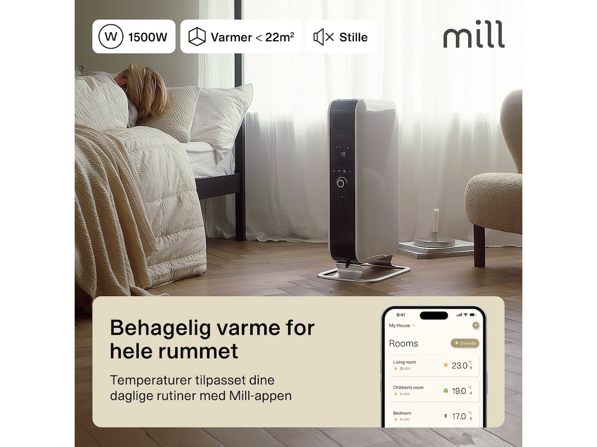 Mill Gentle Air WiFi olieovn 1500W (hvid) Radiatorer