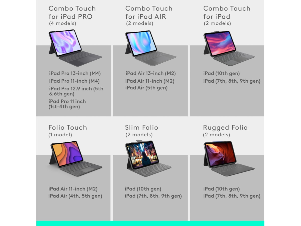 Logitech iPad Air 13" Combo Touch tastaturcover (oxford grå) Tastatur og stylus