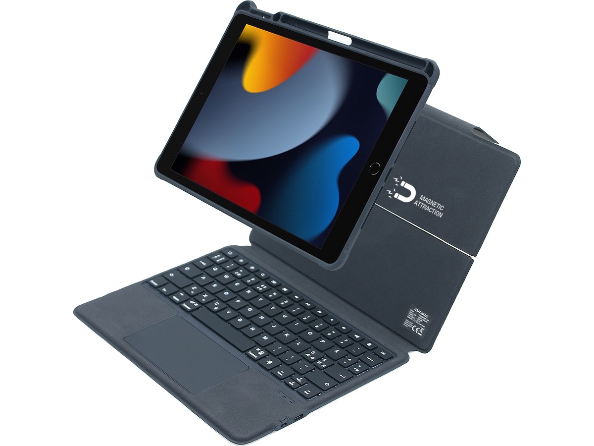 4smarts iPad Air 11" 2-i-1 Tastaturcover (grå) Tastatur og stylus