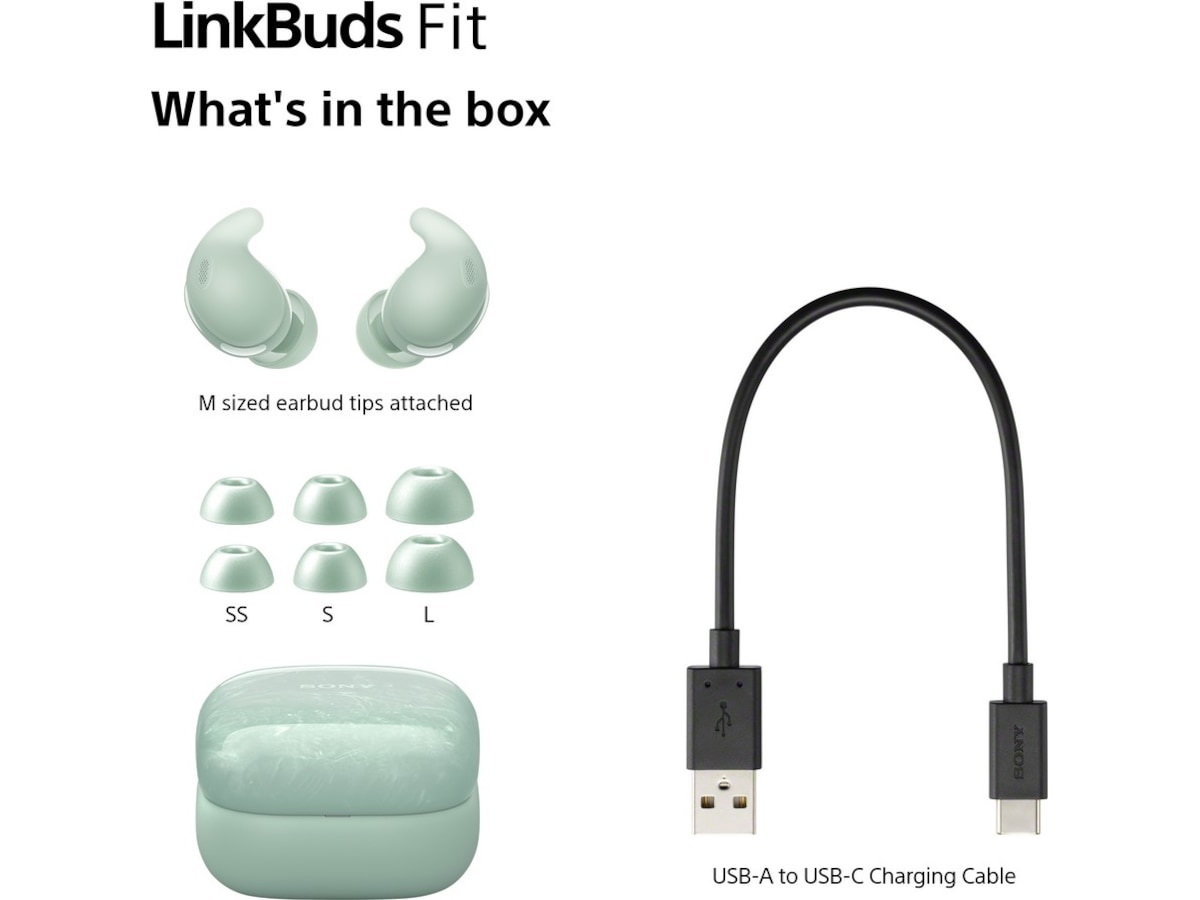 Sony Linkbuds Fit trådløse ørepropper, In-Ear (grøn) In-ear høretelefoner