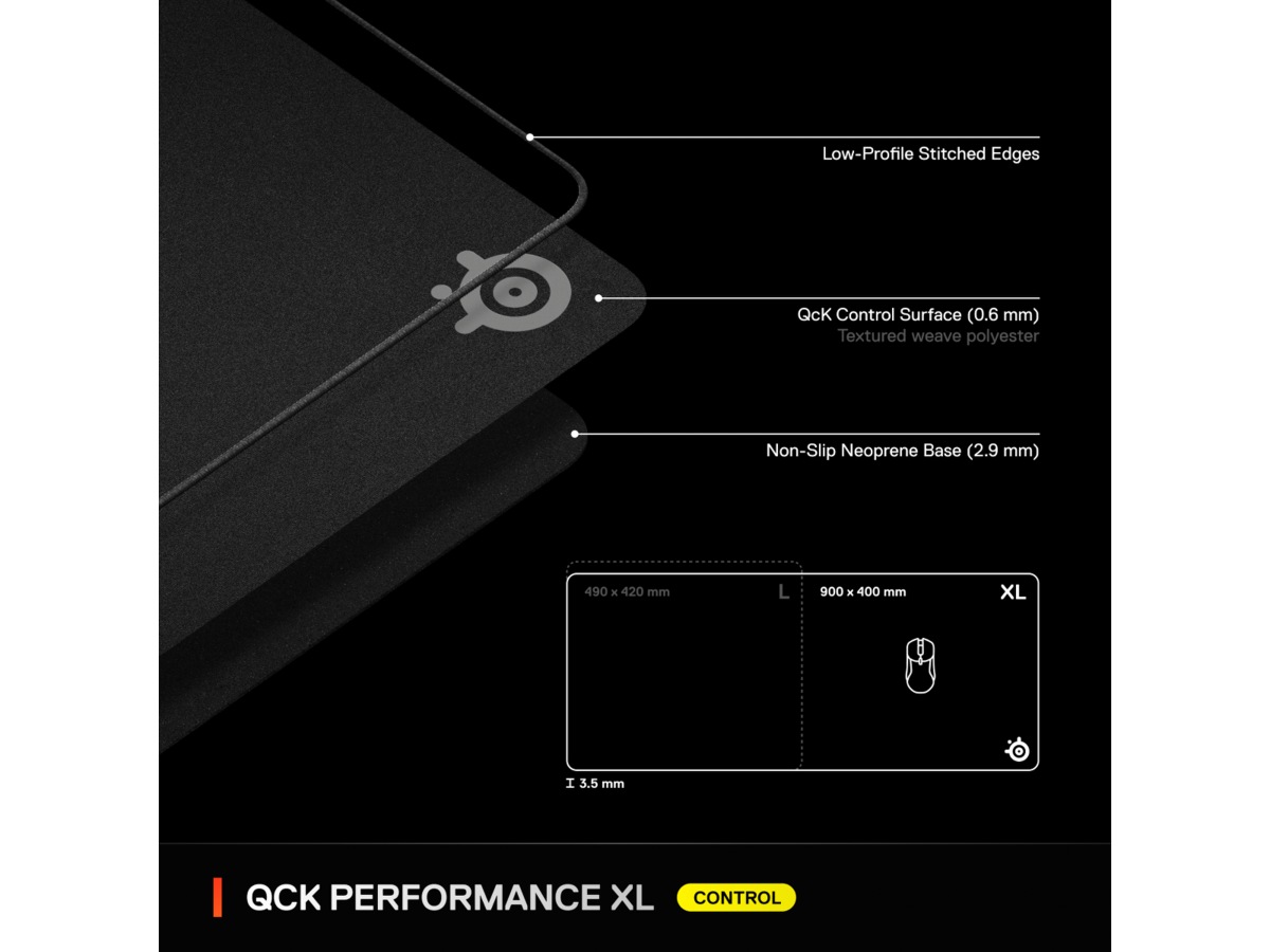 SteelSeries QcK Performance XL Control gamingmusemåtte Gamingmusemåtte