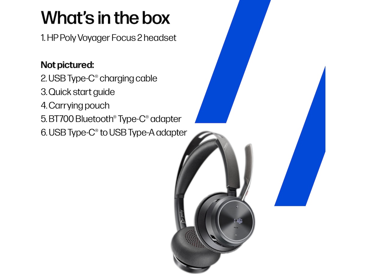 HP Poly Voyager Focus 2 MS USB-C trådløst headset Trådløst headset