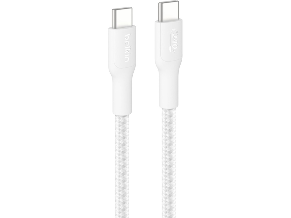 Belkin 240W USB-C flettet kabel 3m (hvid) USB-kabler