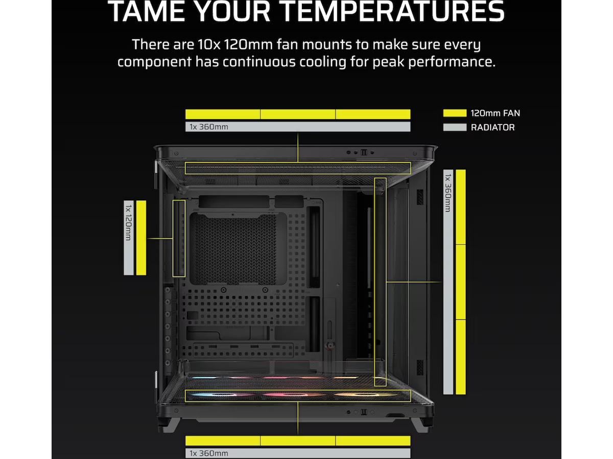 Corsair AIR 5400 RS-R ARGB Triple Chamber Mid Tower (sort) Midi Tower