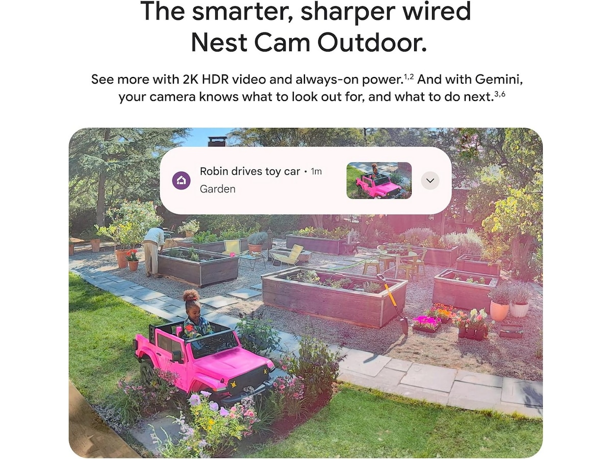 Google Nest Cam udendørs 2. gen (med ledning, hvid) Overvågningskameraer
