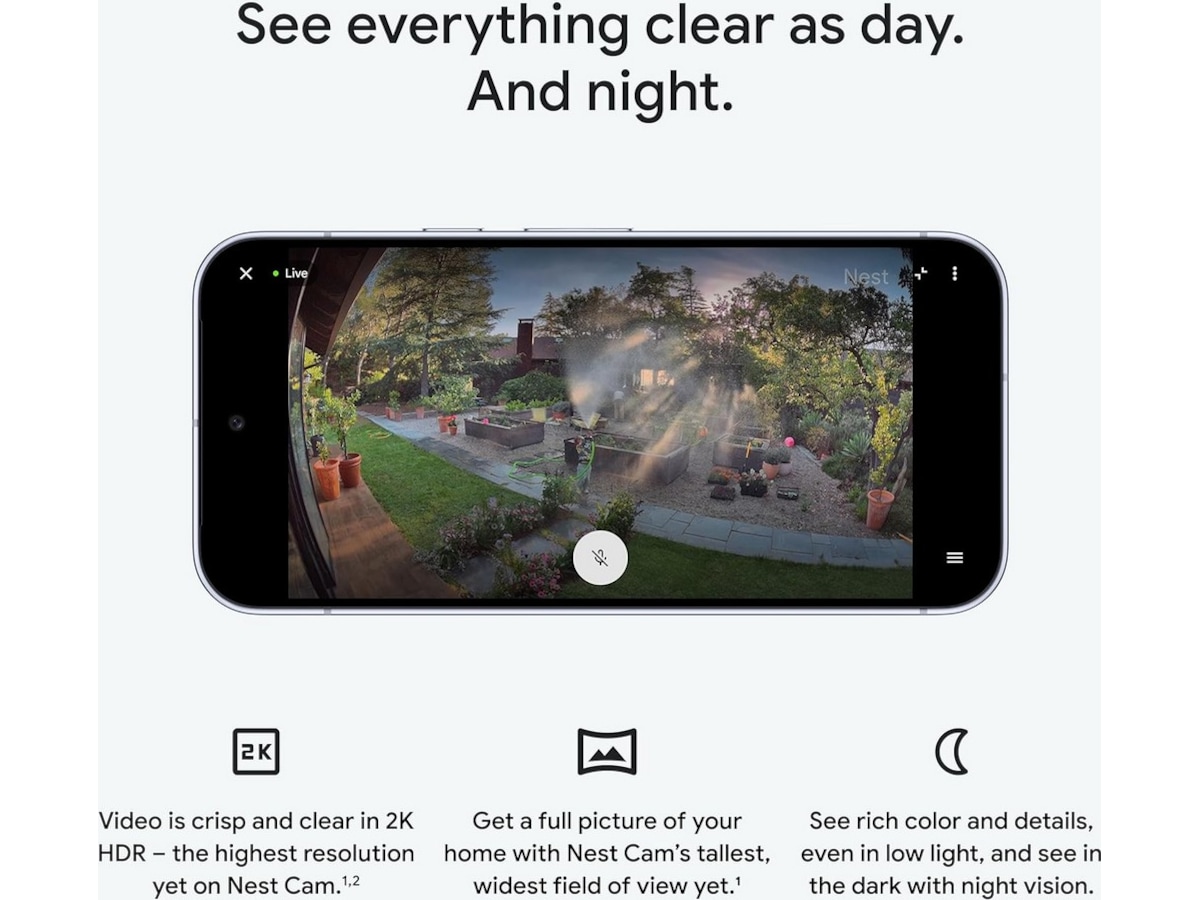 Google Nest Cam udendørs 2. gen (med ledning, hvid) Overvågningskameraer