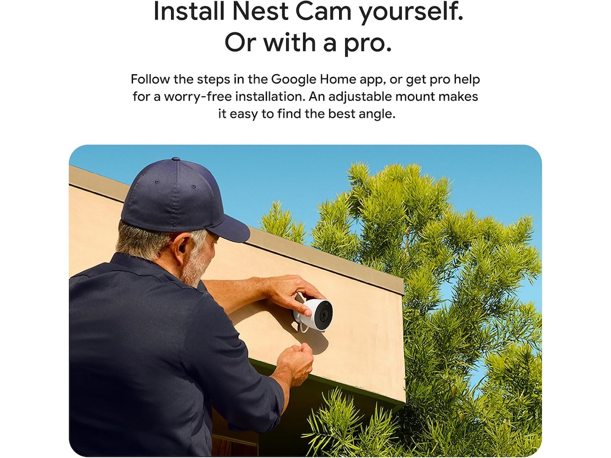 Google Nest Cam udendørs 2. gen (med ledning, hvid) Overvågningskameraer
