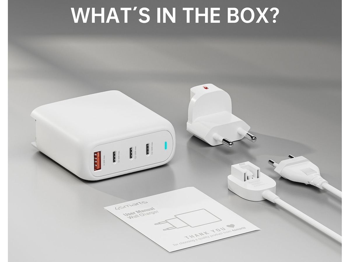 4smarts 100W GaN Flex Pro Travel Edition Laddare (vit) Batteri og lader