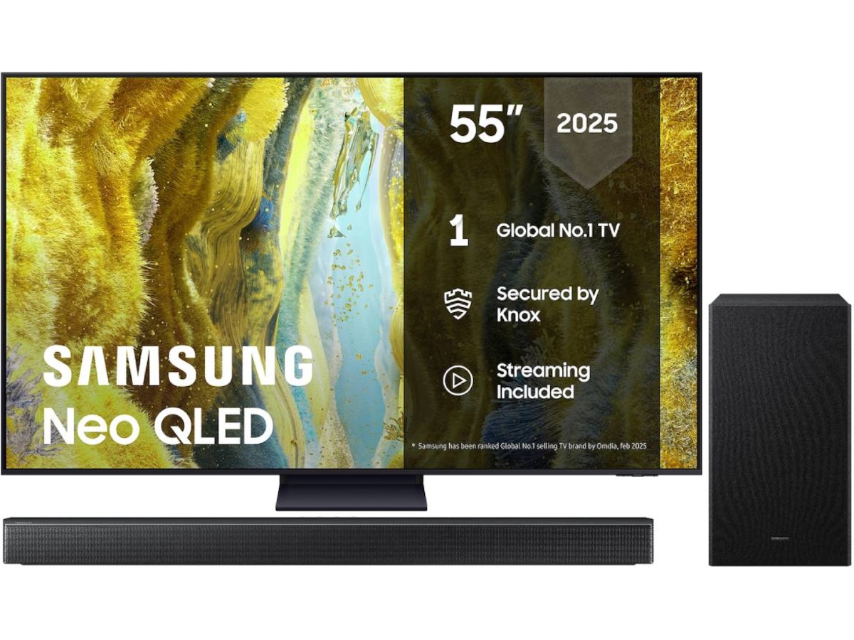 Samsung 55" QN73F Neo QLED 4K Mini LED Smart TV (2025) + soundbar 50 - 59 tommer TV