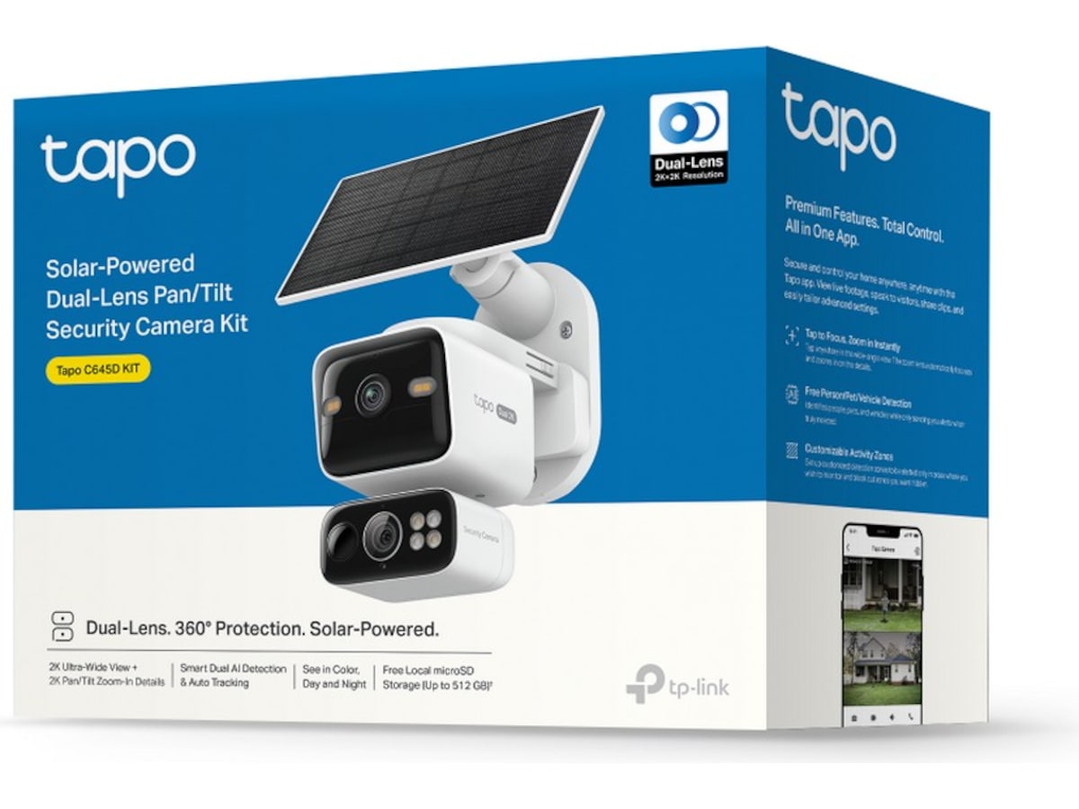 TP-Link Tapo C645D KIT overvågningskamera, solcelledrevet Overvågningskameraer