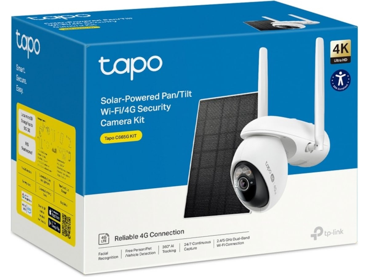 TP-Link Tapo C665G KIT overvågningskamera solcelledrevet Wi-Fi/4G Overvågningskameraer