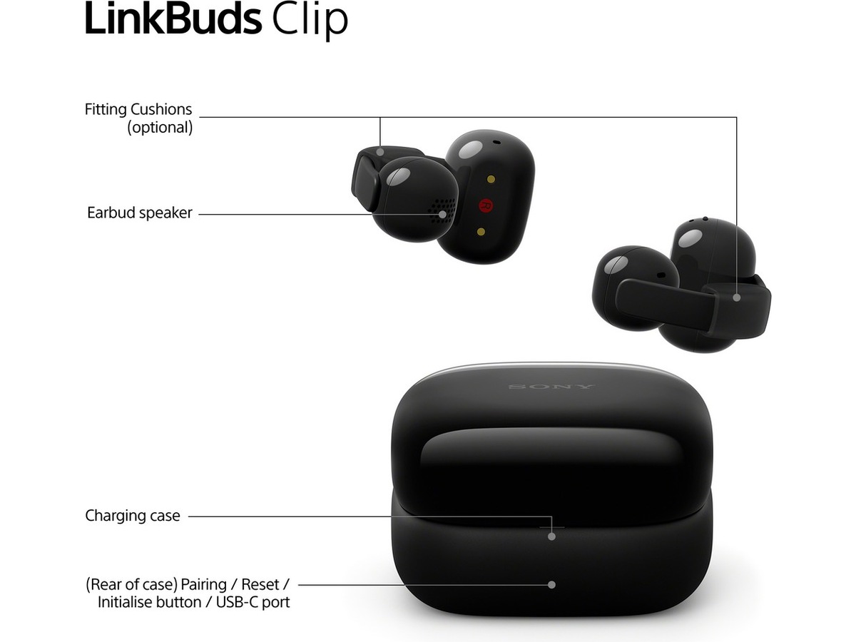 Sony LinkBuds Clip åbne øretelefoner (gråbeige) Høretelefoner