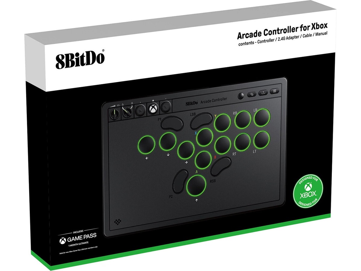 8BitDo arkadecontroller Xbox/PC (sort) Tilbehør til spilkonsoller