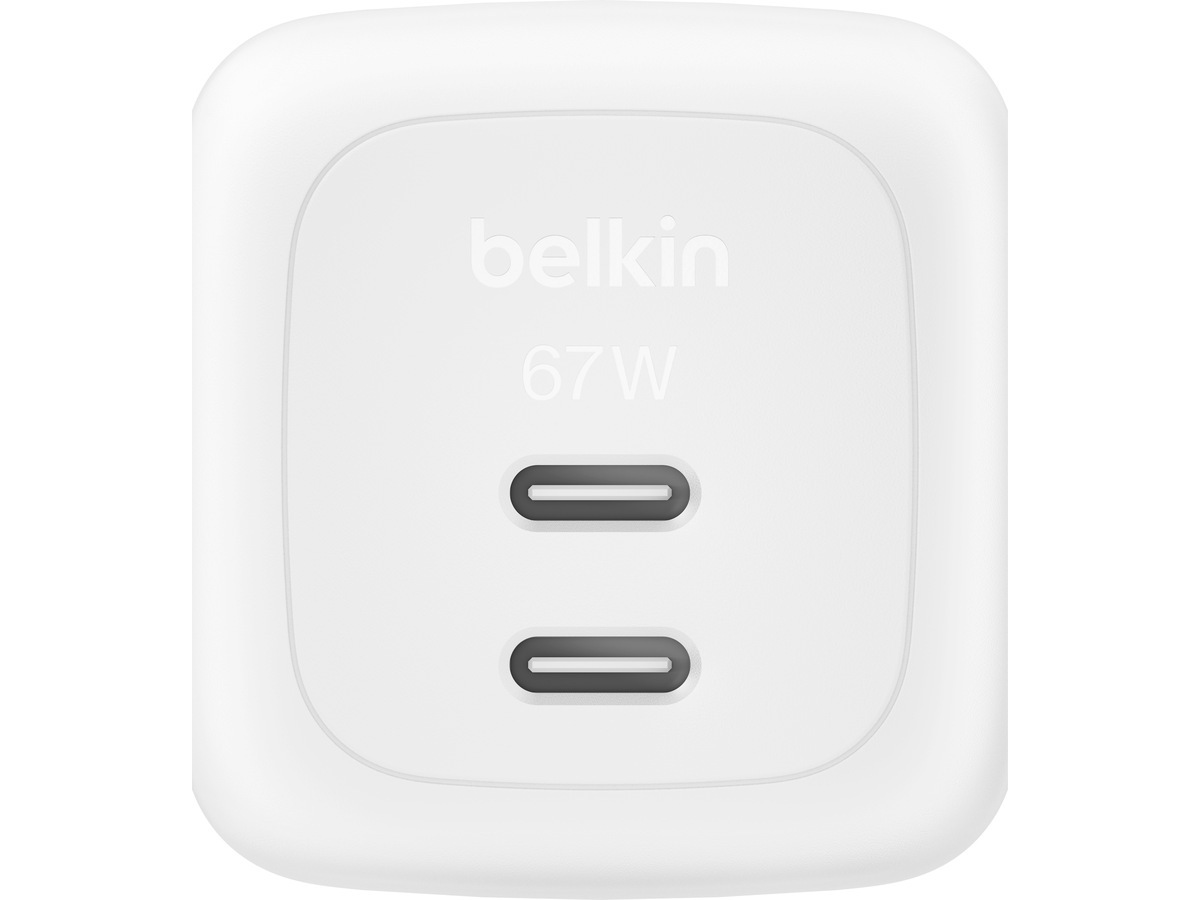 Belkin vægoplader 67W dobbelt USB-C PD GaN (hvid) Mobilopladere