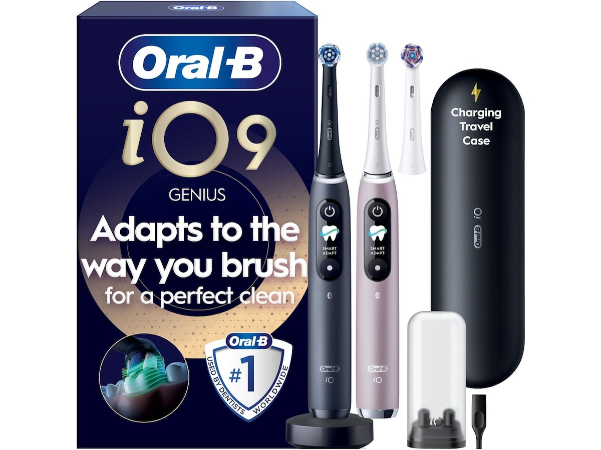 Oral-B iO9 elektrisk tandbørste duo-pakke (sort og lyserød) Tilbehør til tandpleje